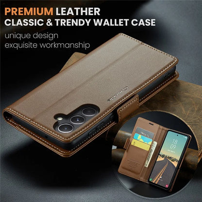 CASEME 023 Series For Samsung Galaxy S23 FE Case PU Leather RFID Blocking Phone Cover