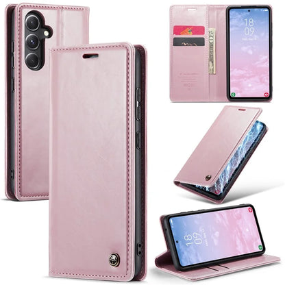 CASEME 003 Series For Samsung Galaxy S23 FE Case Waxy Crazy Horse Texture Wallet Phone Cover