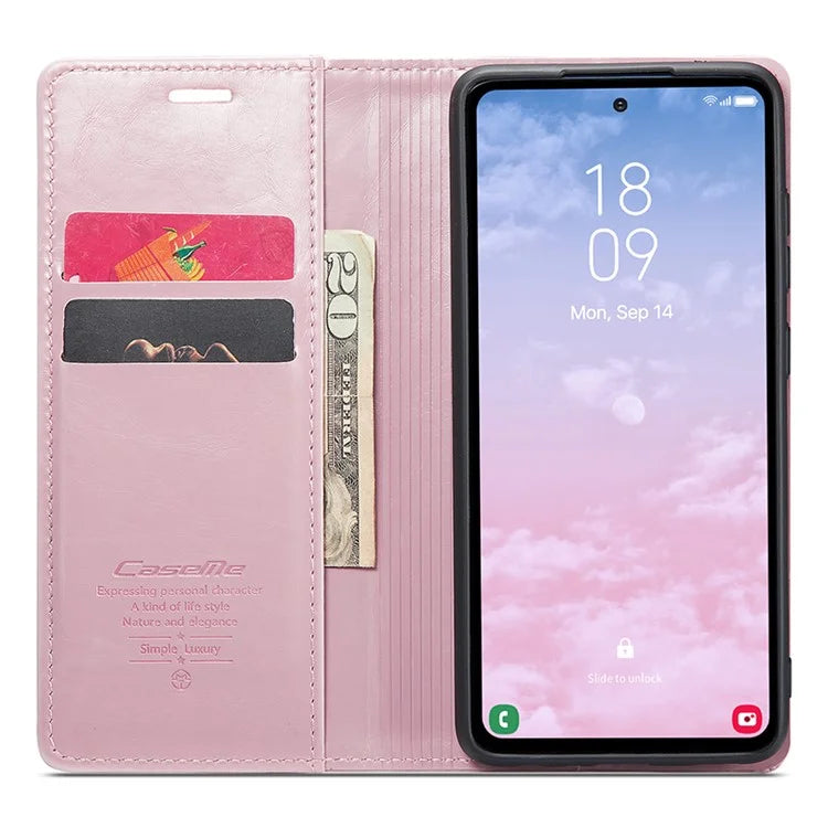 CASEME 003 Series For Samsung Galaxy S23 FE Case Waxy Crazy Horse Texture Wallet Phone Cover