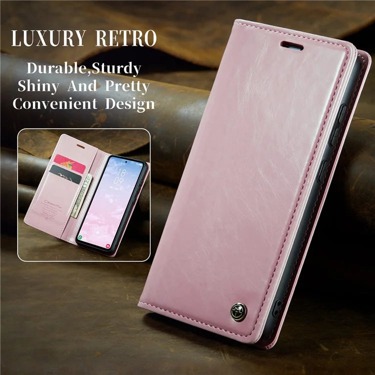 CASEME 003 Series For Samsung Galaxy S23 FE Case Waxy Crazy Horse Texture Wallet Phone Cover