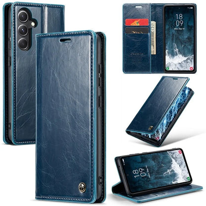 CASEME 003 Series For Samsung Galaxy S23 FE Case Waxy Crazy Horse Texture Wallet Phone Cover