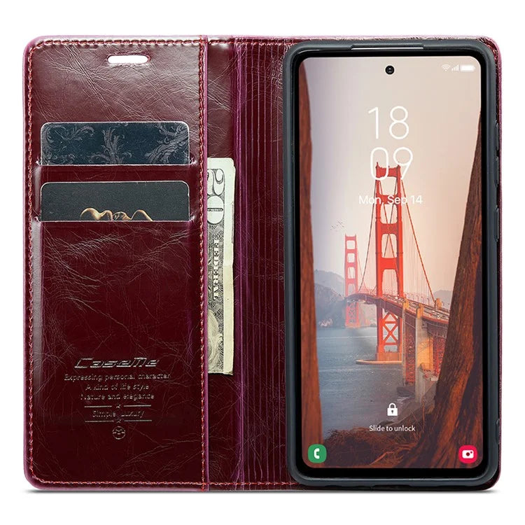 CASEME 003 Series For Samsung Galaxy S23 FE Case Waxy Crazy Horse Texture Wallet Phone Cover