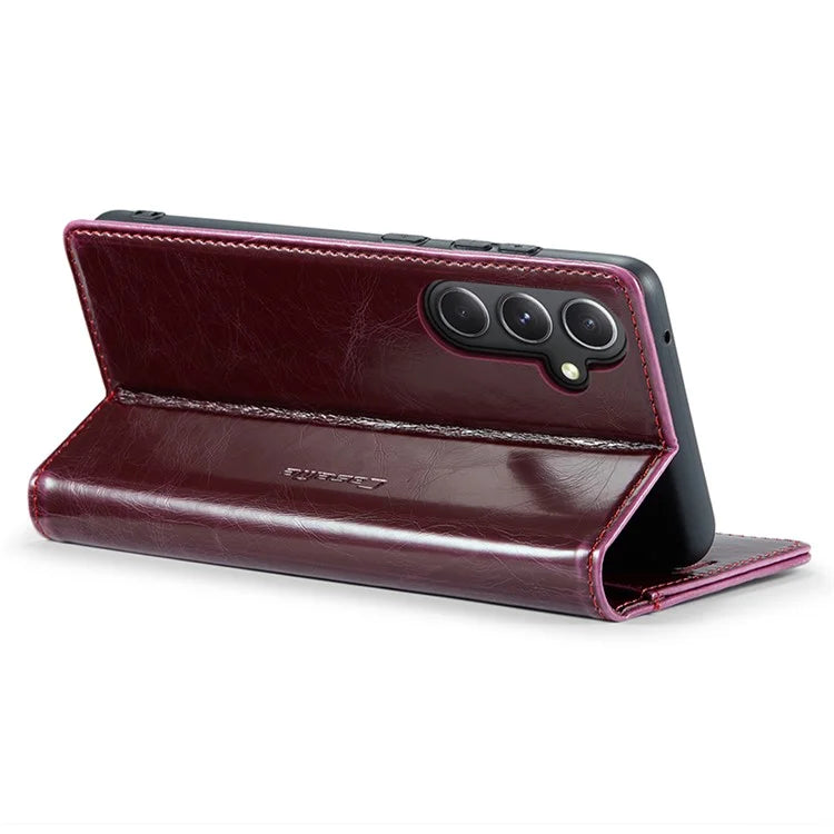 CASEME 003 Series For Samsung Galaxy S23 FE Case Waxy Crazy Horse Texture Wallet Phone Cover