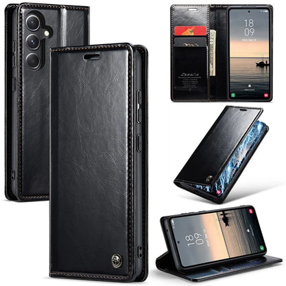 CASEME 003 Series For Samsung Galaxy S23 FE Case Waxy Crazy Horse Texture Wallet Phone Cover