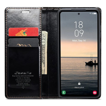 CASEME 003 Series For Samsung Galaxy S23 FE Case Waxy Crazy Horse Texture Wallet Phone Cover