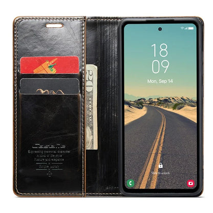 CASEME 003 Series For Samsung Galaxy S23 FE Case Waxy Crazy Horse Texture Wallet Phone Cover