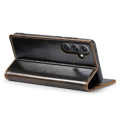 CASEME 003 Series For Samsung Galaxy S23 FE Case Waxy Crazy Horse Texture Wallet Phone Cover