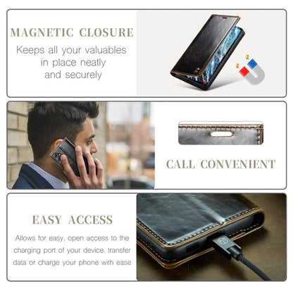 CASEME 003 Series For Samsung Galaxy S23 FE Case Waxy Crazy Horse Texture Wallet Phone Cover