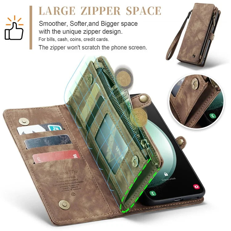 CASEME 008 Series for Samsung Galaxy S23 FE Case Zipper Pocket Detachable Phone Cover