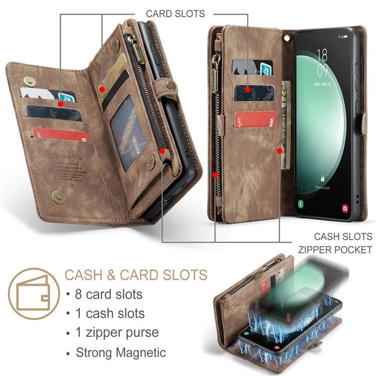 CASEME 008 Series for Samsung Galaxy S23 FE Case Zipper Pocket Detachable Phone Cover