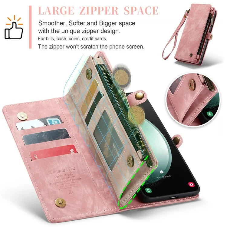 CASEME 008 Series for Samsung Galaxy S23 FE Case Zipper Pocket Detachable Phone Cover
