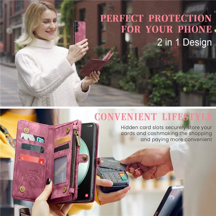 CASEME 008 Series for Samsung Galaxy S23 FE Case Zipper Pocket Detachable Phone Cover