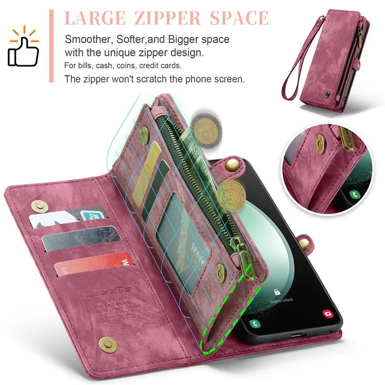 CASEME 008 Series for Samsung Galaxy S23 FE Case Zipper Pocket Detachable Phone Cover