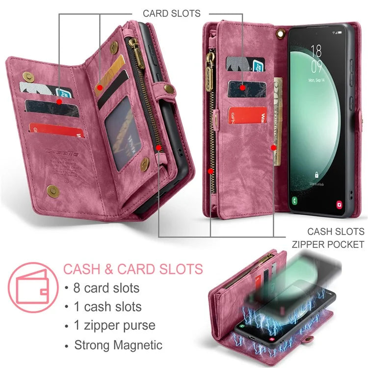 CASEME 008 Series for Samsung Galaxy S23 FE Case Zipper Pocket Detachable Phone Cover