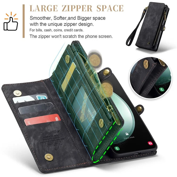 CASEME 008 Series for Samsung Galaxy S23 FE Case Zipper Pocket Detachable Phone Cover