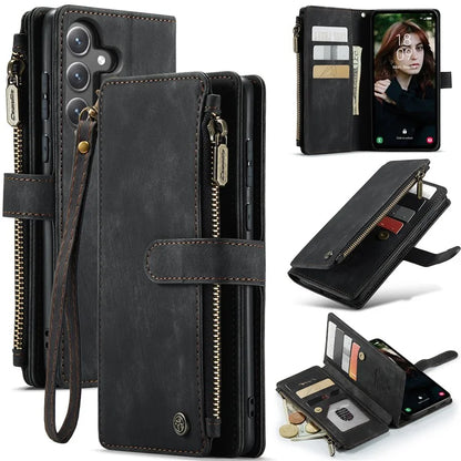CASEME C30 Series for Samsung Galaxy S23 FE Case PU Leather Zipper Pocket Phone Cover