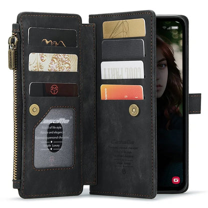 CASEME C30 Series for Samsung Galaxy S23 FE Case PU Leather Zipper Pocket Phone Cover