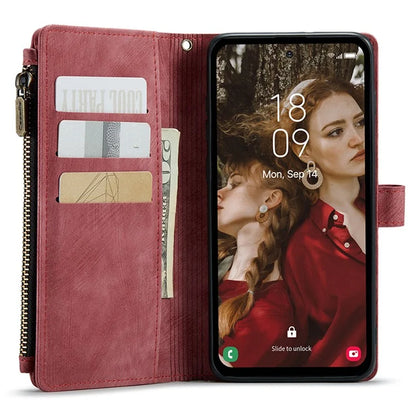 CASEME C30 Series for Samsung Galaxy S23 FE Case PU Leather Zipper Pocket Phone Cover