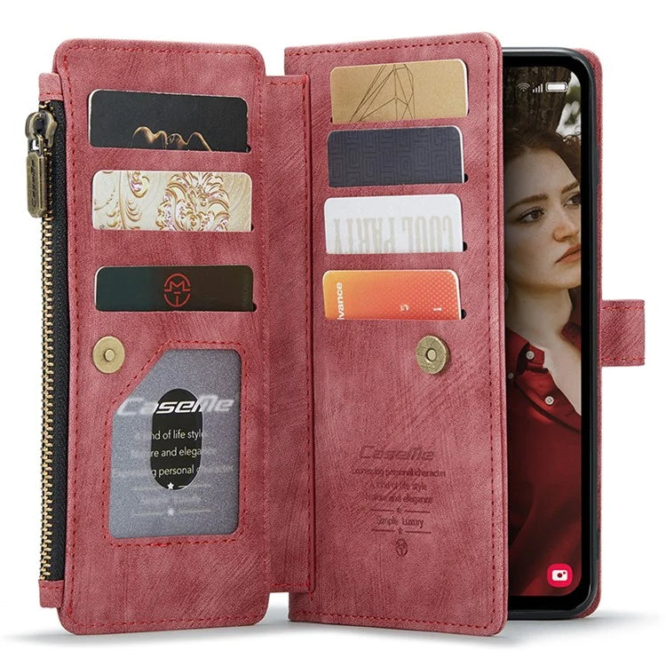 CASEME C30 Series for Samsung Galaxy S23 FE Case PU Leather Zipper Pocket Phone Cover