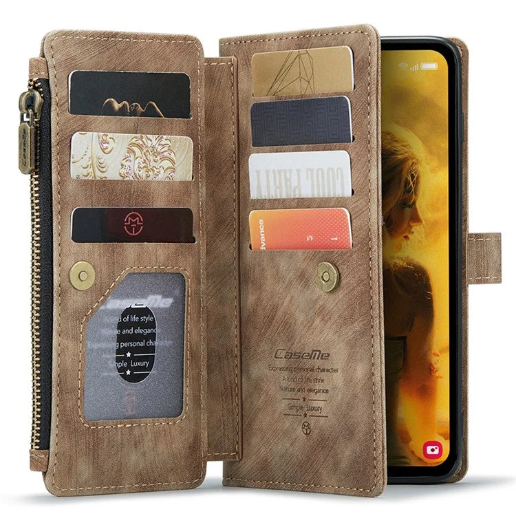CASEME C30 Series for Samsung Galaxy S23 FE Case PU Leather Zipper Pocket Phone Cover