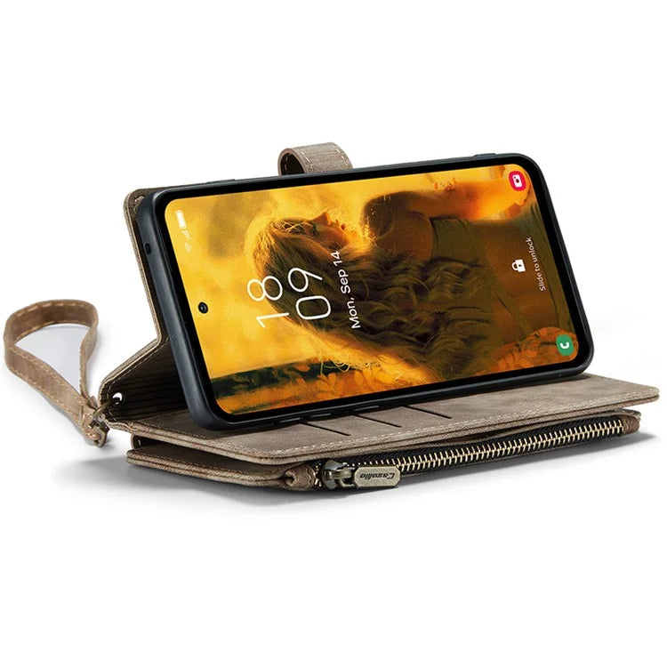 CASEME C30 Series for Samsung Galaxy S23 FE Case PU Leather Zipper Pocket Phone Cover