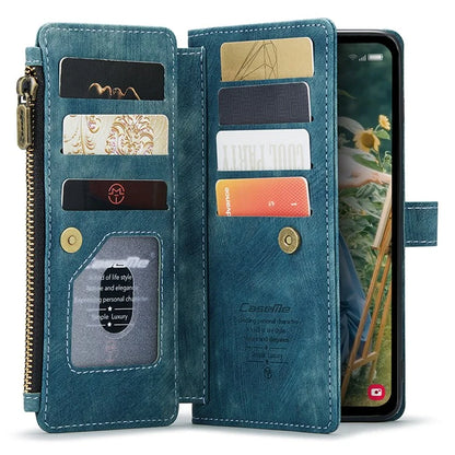 CASEME C30 Series for Samsung Galaxy S23 FE Case PU Leather Zipper Pocket Phone Cover