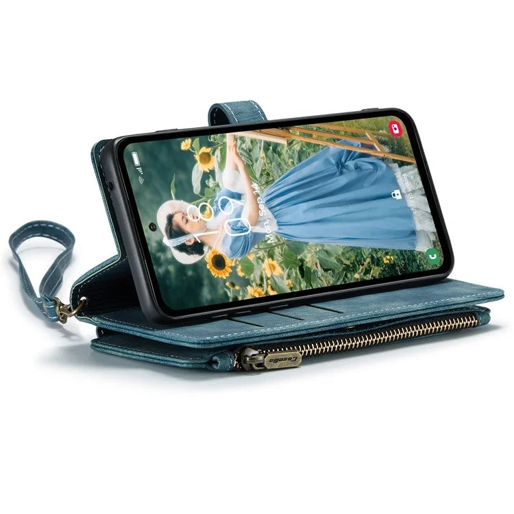 CASEME C30 Series for Samsung Galaxy S23 FE Case PU Leather Zipper Pocket Phone Cover