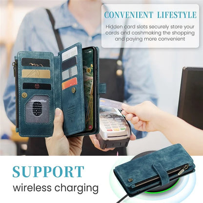 CASEME C30 Series for Samsung Galaxy S23 FE Case PU Leather Zipper Pocket Phone Cover