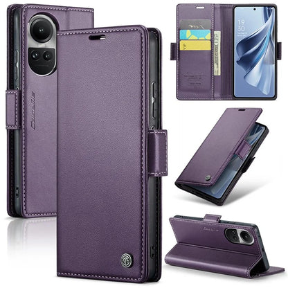 CASEME 023 Series For Oppo Reno10 5G (Global) / Reno10 Pro 5G (Global) Case RFID Blocking Wallet Phone Cover