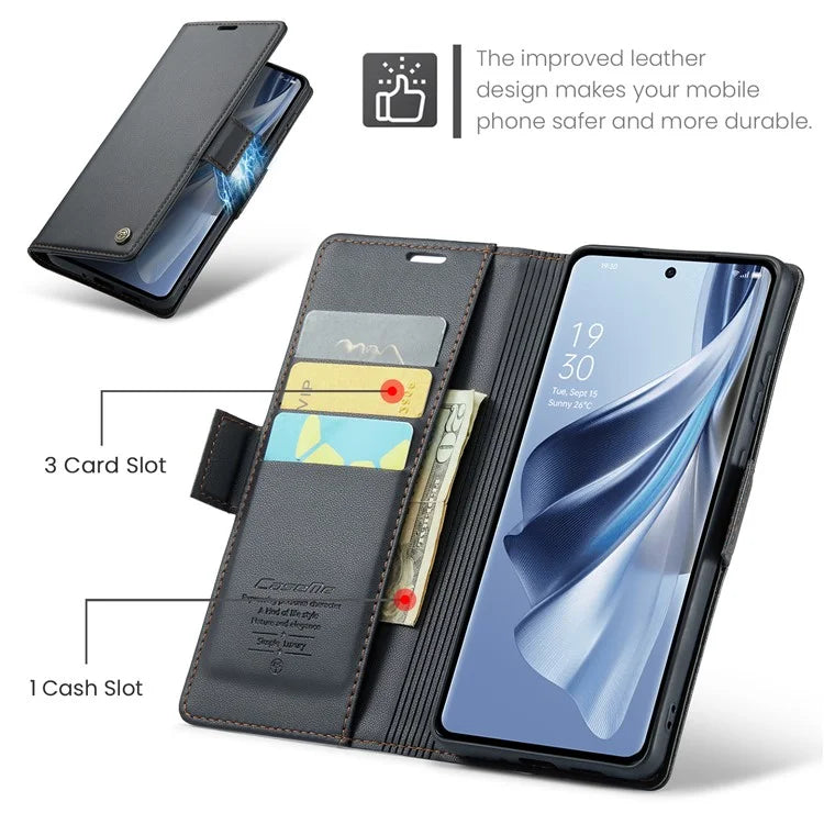 CASEME 023 Series For Oppo Reno10 5G (Global) / Reno10 Pro 5G (Global) Case RFID Blocking Wallet Phone Cover