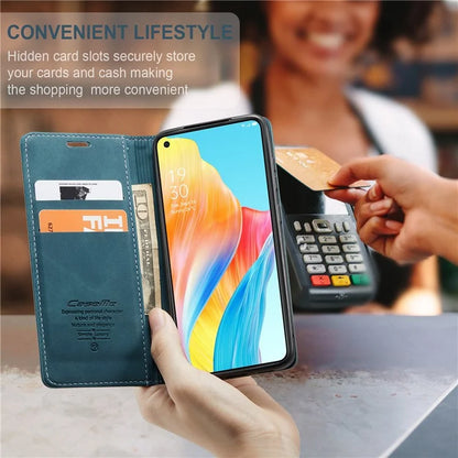 CASEME 013 Series For Oppo A78 4G Case PU Leather Stand Magnetic Closure Phone Cover