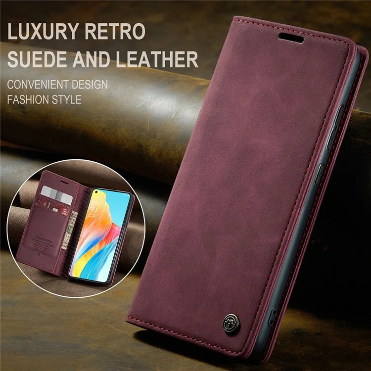 CASEME 013 Series For Oppo A78 4G Case PU Leather Stand Magnetic Closure Phone Cover