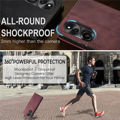 CASEME 013 Series For Oppo A78 4G Case PU Leather Stand Magnetic Closure Phone Cover