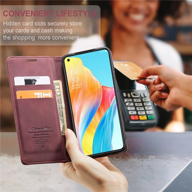 CASEME 013 Series For Oppo A78 4G Case PU Leather Stand Magnetic Closure Phone Cover