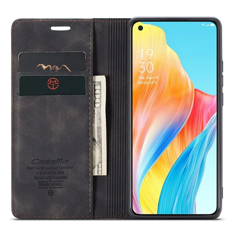 CASEME 013 Series For Oppo A78 4G Case PU Leather Stand Magnetic Closure Phone Cover