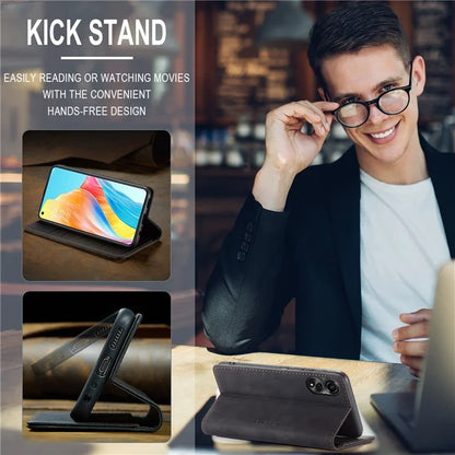 CASEME 013 Series For Oppo A78 4G Case PU Leather Stand Magnetic Closure Phone Cover