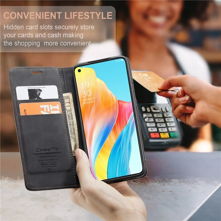 CASEME 013 Series For Oppo A78 4G Case PU Leather Stand Magnetic Closure Phone Cover