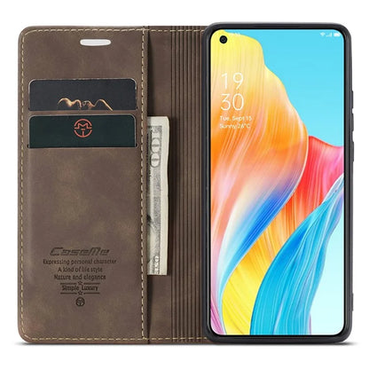 CASEME 013 Series For Oppo A78 4G Case PU Leather Stand Magnetic Closure Phone Cover