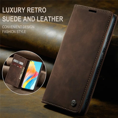 CASEME 013 Series For Oppo A78 4G Case PU Leather Stand Magnetic Closure Phone Cover