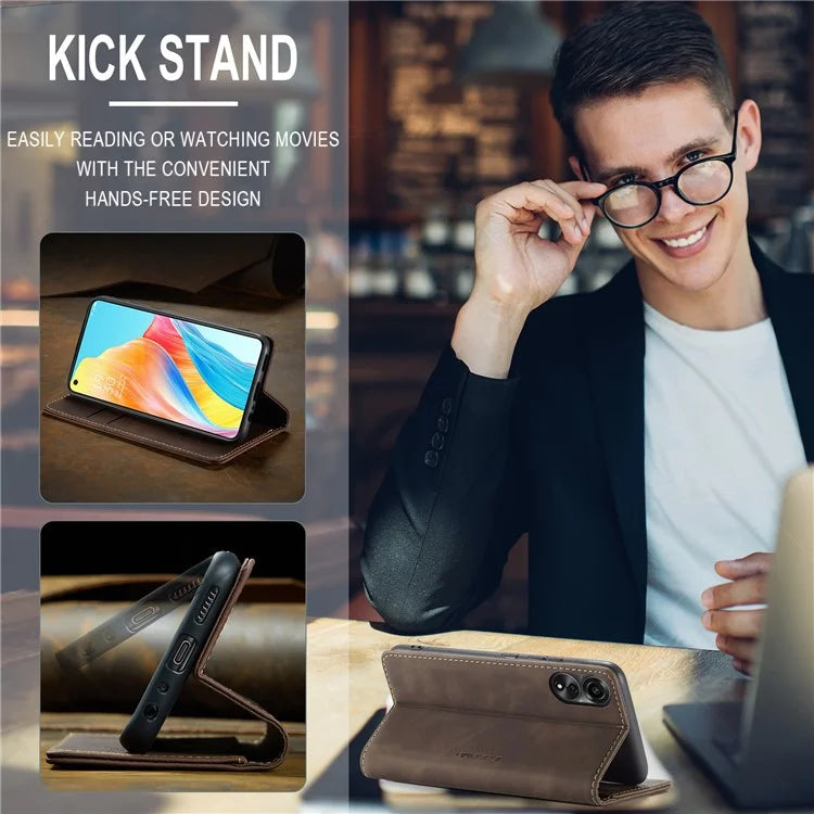 CASEME 013 Series For Oppo A78 4G Case PU Leather Stand Magnetic Closure Phone Cover