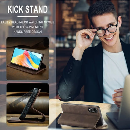 CASEME 013 Series For Oppo A78 4G Case PU Leather Stand Magnetic Closure Phone Cover