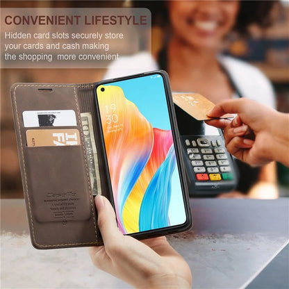 CASEME 013 Series For Oppo A78 4G Case PU Leather Stand Magnetic Closure Phone Cover