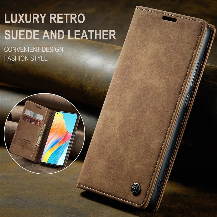 CASEME 013 Series For Oppo A78 4G Case PU Leather Stand Magnetic Closure Phone Cover