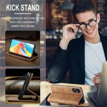 CASEME 013 Series For Oppo A78 4G Case PU Leather Stand Magnetic Closure Phone Cover