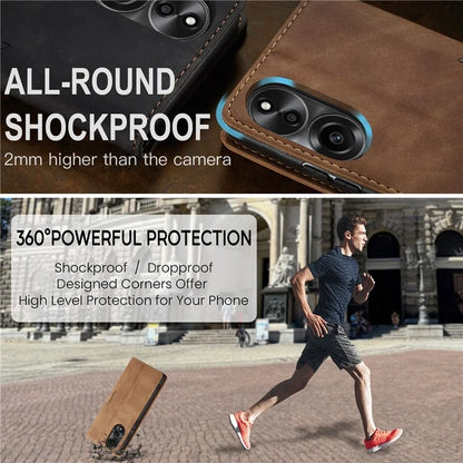 CASEME 013 Series For Oppo A78 4G Case PU Leather Stand Magnetic Closure Phone Cover