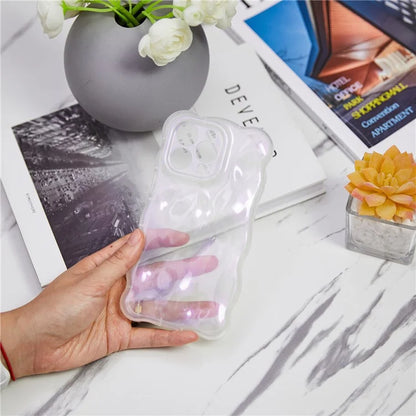 For iPhone 13 Pro TPU Case Wavy Edge Macaron Color Mobile Phone Cover