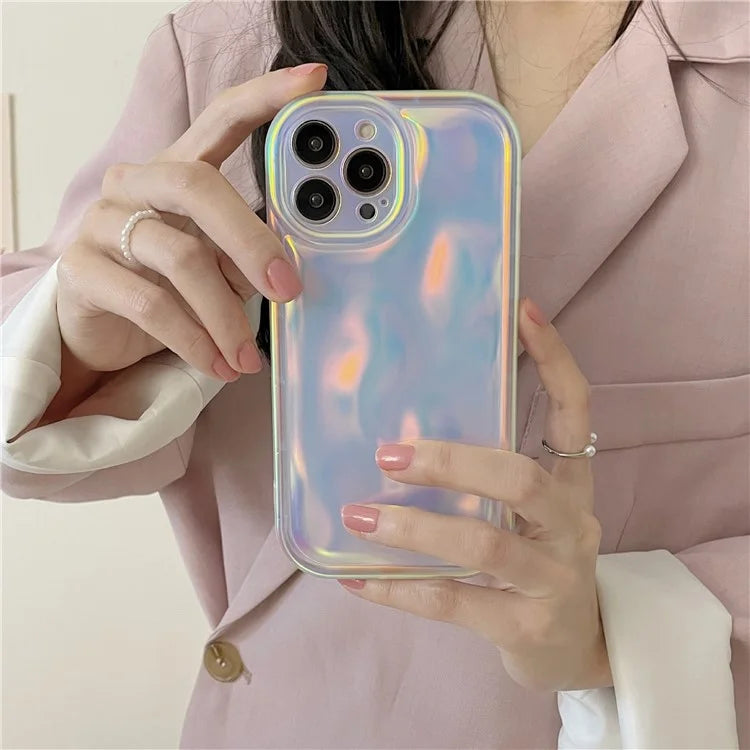For iPhone 14 Pro Case TPU Laser Gradient Meteorite Pattern Phone Cover