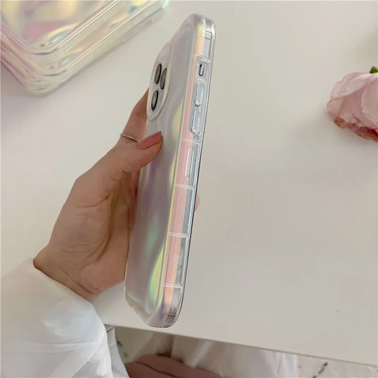 For iPhone 14 Pro Case TPU Laser Gradient Meteorite Pattern Phone Cover