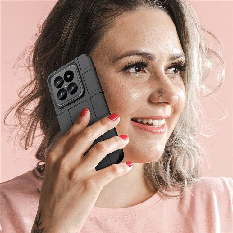 Phone Case for Xiaomi 14 Pro Slim-Fit Square Grid Texture TPU Phone Cover