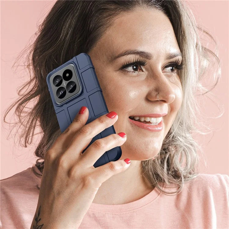 Phone Case for Xiaomi 14 Pro Slim-Fit Square Grid Texture TPU Phone Cover